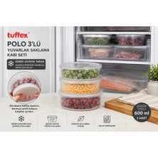 Emvora Home Tuffex TP730 Polo 3'lü Yuvarlak Saklama Kabı Seti 600 ml