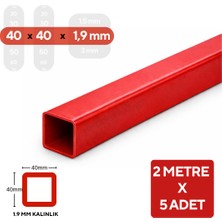 MM DEMİR MARKET mm Demir Market 40X40X1,9 mm Boyalı Kutu Profil 2 Metre 5 Adet – Metal Raf, Masa ve Mobilya Iskeleti Için