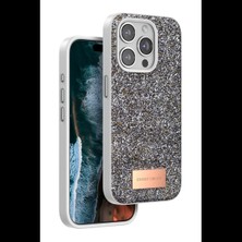 Onegif Apple iPhone 15 Pro Max Bright Simli Kapak - Gümüş