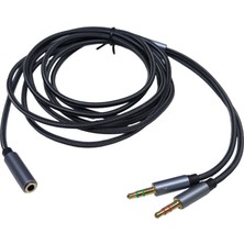 Keepro Kulaklık - Mikrofon Ayırıcı Splitter Kablo 3.5mm Trrs Dişi - 2x 3.5mm Erkek 2m