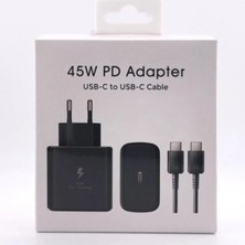 Özmen Galaxy S23 Ultra Uyumlu 45 Watt Hızlı Şarji Aleti - Usb-C Adaptör ve Kablo - Siyah