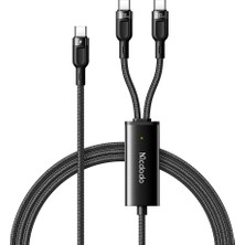 Mcdodo CA-7470 2in1 100W Pd Type-C  To Dual Type-C Ledli Data-Şarj Kablosu 1.2m-Siyah