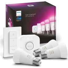 Tr Huewca 9-75W Renkli Akıllı Başlangıç Seti 3'lü Kumandalı E27 Bluetooth Özellikli