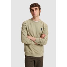 U.S. Polo Assn. Erkek Açık Haki Bisiklet Yaka Regular Fit Basic Sweatshirt 50329441-VR183