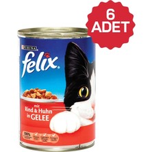 Felix Sığır Etli ve Tavuklu 400 gr 6lı Yetişkin Konserve Kedi Maması