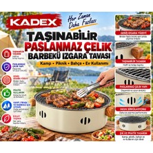 Kadex Taşınabilir Paslanmaz Çelik Mangal Barbekü Izgara Tavası – Kamp, Piknik, Bahçe ve Balkon Için Pratik Kömürlü Mangal