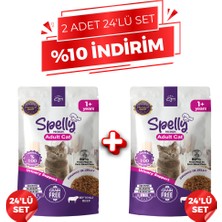 Spelly Yetişkin Kedi Yaş Maması Biftekli 85 gr x 48 Adet - 2 x 24'lü Set