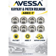 Avessa Abec-7 Kaykay ve Paten Rulmanı – 8’li Set - Yüksek Hız ve Darbeye Dayanıklı - Blister Amblaj