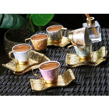 Fair Home Türk Kahvesi Fincan Takımı Lüks 6 Kişilik Metal Renkli-Gold – Selçuklu Model