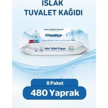 Giggles Islak Tuvalet Kağıdı Suda Çözünen Tuvalete Klozete Atılabilir Mendil 8 Paket 480 Adet