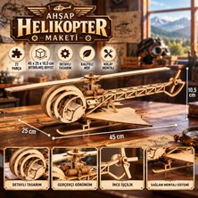 Algwood 77 Parçalı Ahşap Helikopter Maketi 45X25X10,5 cm Dekoratif Hobi Modeli