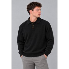 Stil Kombin Oversize Düğmeli Yaka Örgü Kazak Dp 17501_10063