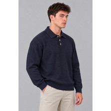 Stil Kombin Oversize Düğmeli Yaka Örgü Kazak Dp 17501_10063
