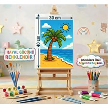 Moranka Çocuk Sayılarla Boyama Tuval Seti Fırça Boya Dahil (Çıtalı) 30X40 cm -Palmiye