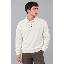 Stil Kombin Oversize Düğmeli Yaka Örgü Kazak Dp 17501_10063