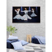Simurg Sanatevi Üç Derviş Semazen Yağlı Boya Tablosu - Tuval Üzerine El Yapımı - 140 x 80 cm