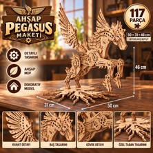 Algwood 117 Parçalı Ahşap Pegasus Maketi 50X31X46 cm Kanatlı At Dekoratif Model