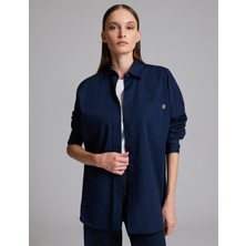 Pierre Cardin Lacivert Oversize Uzun Kollu Gömlek 50328628 VR033