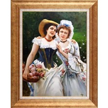 Simurg Sanatevi Iki Iyi Arkadaş Yağlı Boya Tablosu - Tuval Üzerine El Yapımı - 60 x 80 cm
