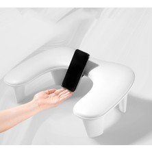 Expertyol Oval U Tipi Telefon Standlı Ergonomik Manikür Sehpası Beyaz Manikür Kol Desteği UT1W