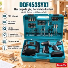 Makita 453SYX1 18 V Darbesiz Matkap Seti + 74 Parça Uç ve 2. Akü Hediyelidir.