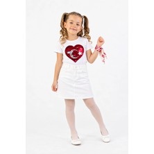 Nats Kids Kız Çocuk Ay Yıldız Türk Bayrağı Desenli Etekli 2'li Takım 29 Ekim Cumhuriyet Bayramı Özel Gün Kombini