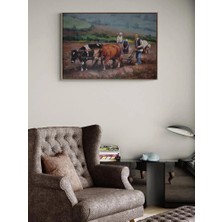 Simurg Sanatevi Köydeki Çiftçi Yağlı Boya Tablosu - Tuval Üzerine El Yapımı - 100 x 70 cm