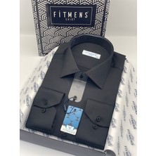 Fitmens Klasik Uzun Kol Cepsiz Likralı Rahat Kumaş Erkek Gömlek FS-004517 - Siyah