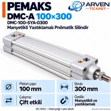 Pemaks Dmc-A 100×300 (DMC-100-SYA-0300) Manyetikli Yastıklamalı Pnömatik Silindir