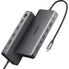 Ugreen 15978 CM681 Revodok Pro 313 13 In 1 Usb-C To Usb-A 3.2 4K HDMI Displayport Gigabit Ethernet Kart Okuyucu Usb-C Pd 100W Şarj Çok Fonksiyonlu Bağlantı Istasyonu