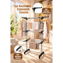 Perilla Alüminyum Kurutmalık Gri Renkli 3 Katlı Ergonomik Tasarım ile Dikey Kullanım İmkanı