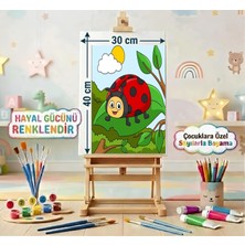 Moranka Sayılarla Boyama Tuval Seti Fırça Boya Dahil (Çıtalı) 30X40 cm -Uğur Böceği