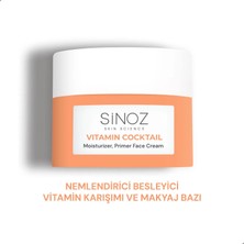 Sinoz Vitamin Kokteyl-Nemlendirici Besleyici Onarıcı Yüz Kremi (Vitamin C+ B3 +B5 +E) ve Makyaj Bazı 50ML