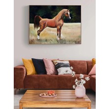 Simurg Sanatevi Kahverengi At Yağlı Boya Tablosu - Tuval Üzerine El Yapımı - 120 x 90 cm