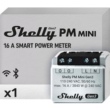 Tr Pm Mini Gen 3 | Akıllı Wi-Fi ve Bluetooth Güç Ölçer 1 Kanal 16 A | Ev Otomasyonu | Alexa ve