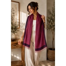 East West Trading 180X64 cm Çift Taraflı Ipek Karışım Şal Püsküllü Hafif Yumuşak Günlük ve Özel Gün Kadın Şal