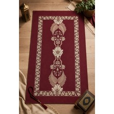 East West Trading Lüks Çift Yüzlü Mikrofiber Dokuma Soft Kumaş Seccade - Bordo Altın Desenli