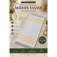 East West Trading Büyük Boy Jakarlı Dantelli El Havlusu 113X48 cm – Yumuşak Dokulu Dekoratif Mutfak & Banyo Havlusu