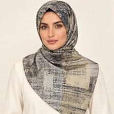 East West Trading Soyut Desenli Gri Bej Kadın Eşarp