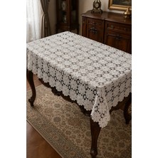 East West Trading El Yapımı Büyük Boy Vintage Çiçek ve Dantel Işlemeli Geleneksel Özel Tasarım Çeyizlik Masa Örtüsü 157,5 cm x 157,5 cm