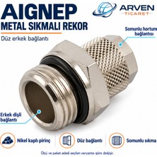 Aignep Aıgnep 6/4 × 1/4 Metal Sıkmalı Düz Erkek Pnömatik Rekor