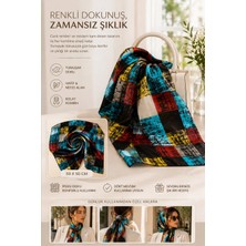 East West Trading Ipek Karışımlı Renkli Geometrik Desenli Kare Eşarp 92X96 cm Şık Kadın Fuları
