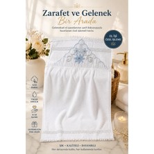 East West Trading El Işi Işlemeli Beyaz Dantelli El ve Yüz Havlusu 44X77 cm Pamuklu Çeyizlik Dekoratif Banyo Havlusu