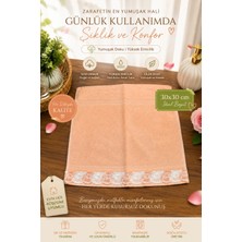 East West Trading Kare Dantel Detaylı Solgun Turuncu El ve Yüz Havlusu %100 Pamuk Yumuşak Dokulu Dekoratif Misafir Havlusu 30X30 cm