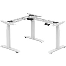CoverZone Üst Segment 3 Motorlu Elektrikli L Masa Iskeleti 150KG 64-129CM Yükseklik Ayarlı 107-180CM (Tablasız) KSD-L03