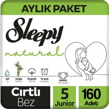 Sleepy Natural Cırtlı Bebek Bezi 5 Numara 11-18 Kg Ultra Avantaj Paket 160 Adet Bantlı Bez