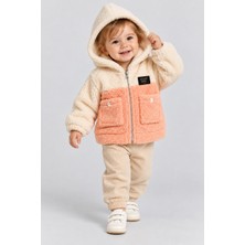 BEBEKİZ Kız Bebek Kuzu Welsoft Peluş Hırka Kapüşonlu Fermuarlı Cepli Yumuşak Sonbahar Kışlık Bebek Ceket