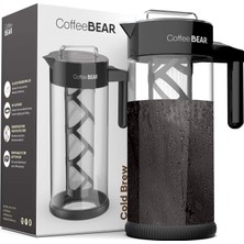 Gy Atelier Panda Soğuk Demlenmiş Kahve Için Kahve Makinesi – 1,3 L Cam Sürahi Kolay Temizlenir, Tekrar Kullanılabilir Kumaş Filtreli ve Kaymaz Tabanlı