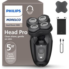 Gy Atelier Philips Norelco Tıraş Makinesi Pro 5000 Serisi - Erkekler ve Kadınlar Için Kafatası Tıraş Makinesi, Temiz Tıraş Için 360° Esnek Kafa ve Rahat Kesim Bıçakları, Cilt Naziği, Model HS5980/40