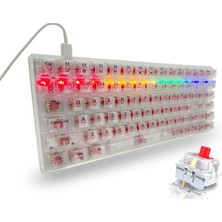 Gy Atelier Leananen K840 Type-C Kablolu Klananye LED Rgb 104 Tuşlu Şeffaf Tuş Takımı Gökkuşağı Renler Mekanik Oyuncu Işıklı Klananye Ergonomik Tasarım Bilgisayar Pc Için Gaming Keyboard Kırmızı Switch - Şeffaf,